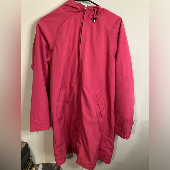 L.L. Bean Pink Red Long Women's Raincoat, Size Small - Picture 1 of 4
